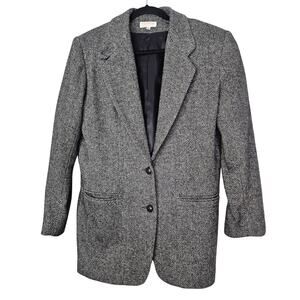 Vintage Brooks Brothers Womens 10 Wool Herringbone Tweed Blazer 2 Button Classic